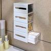 Storage Box Wall-Mounted Punch Free Dustproof Toothpick Cotton Swabs Makeup Storage Case Bathroom Supplies
