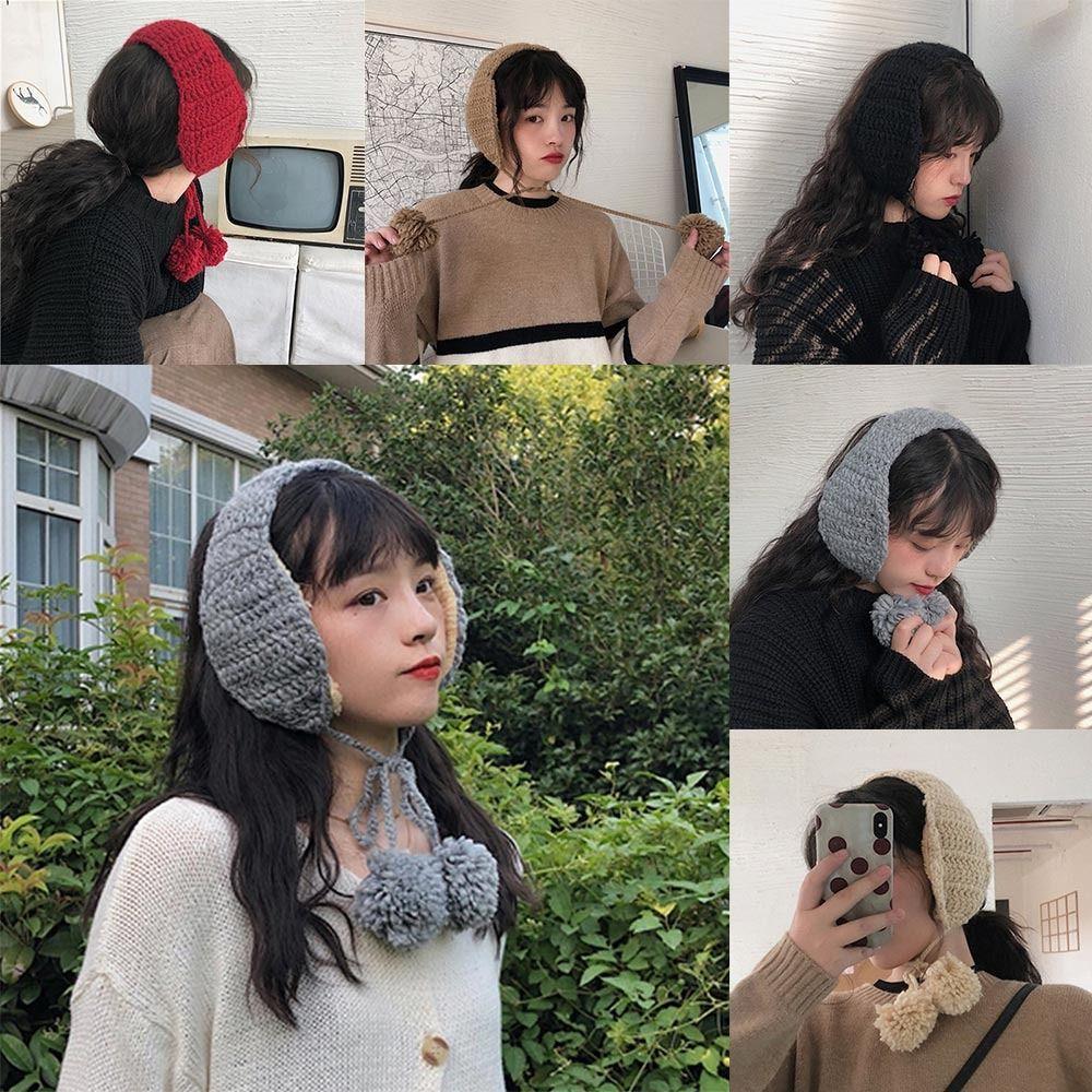 Thicken Knitted Earmuffs Plush Winter Ear Cover Retro Warm Earmuffs Girl