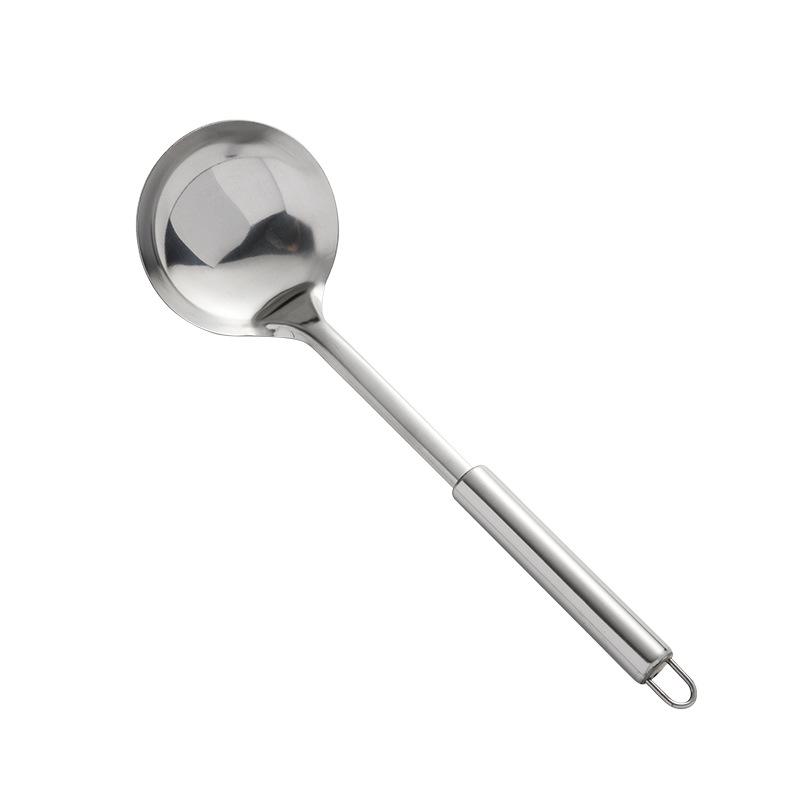Набор кухонных принадлежностей из утолщенной нержавеющей стали: Лопатка, совок для готовки, дуршлаг и ложка для супа