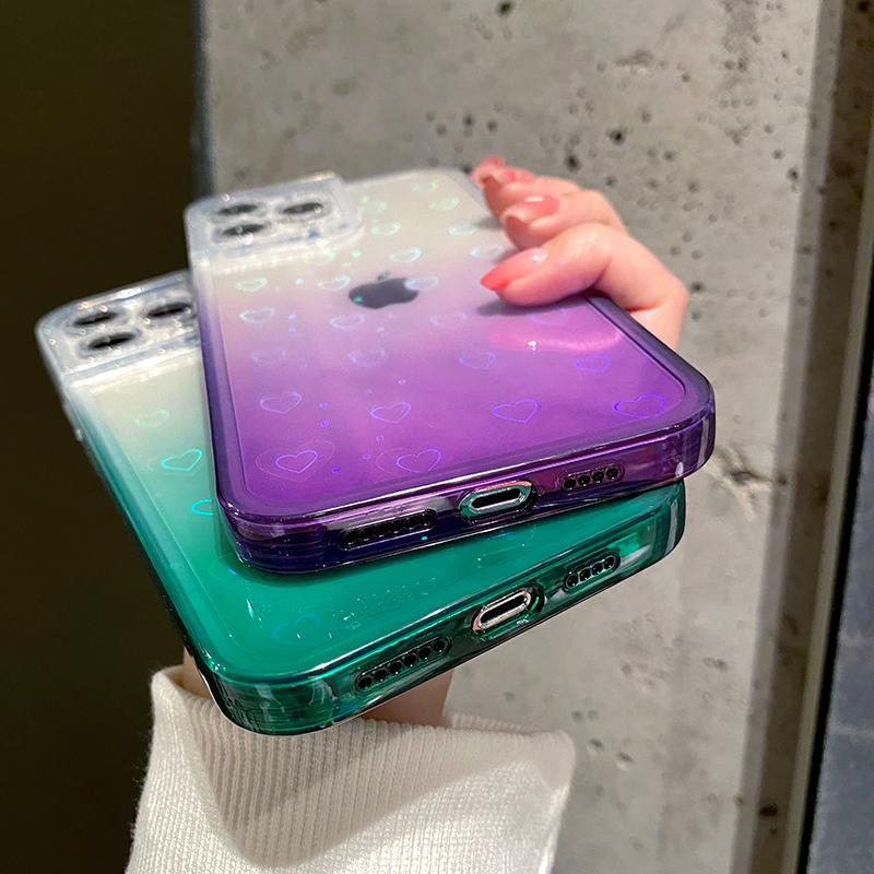 Прозрачный чехол для телефона с градиентным лазером и сердечком для Iphone 11 13 12 Pro Max X Xr Xs Max 7 8 Plus, мягкая прозрачная акриловая задняя крышка