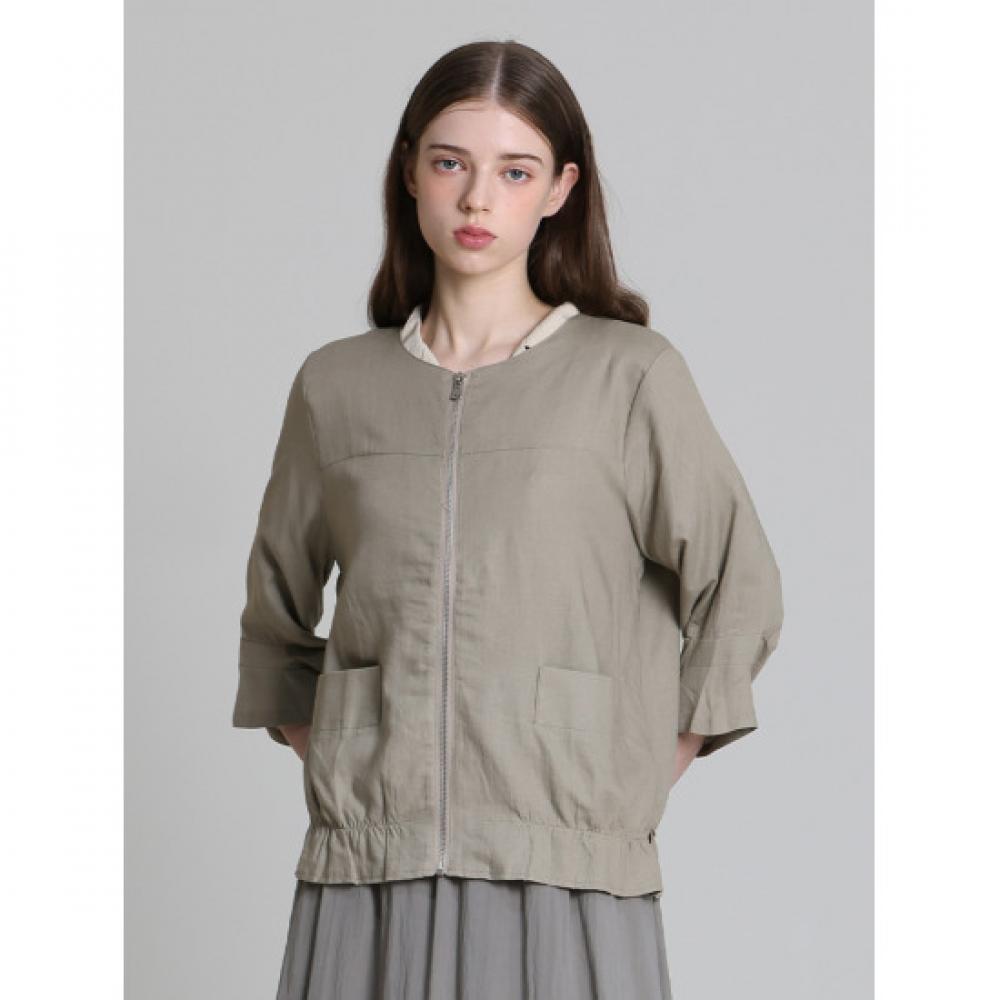 Ozoc Pocket Zip Up Jumper No Collar