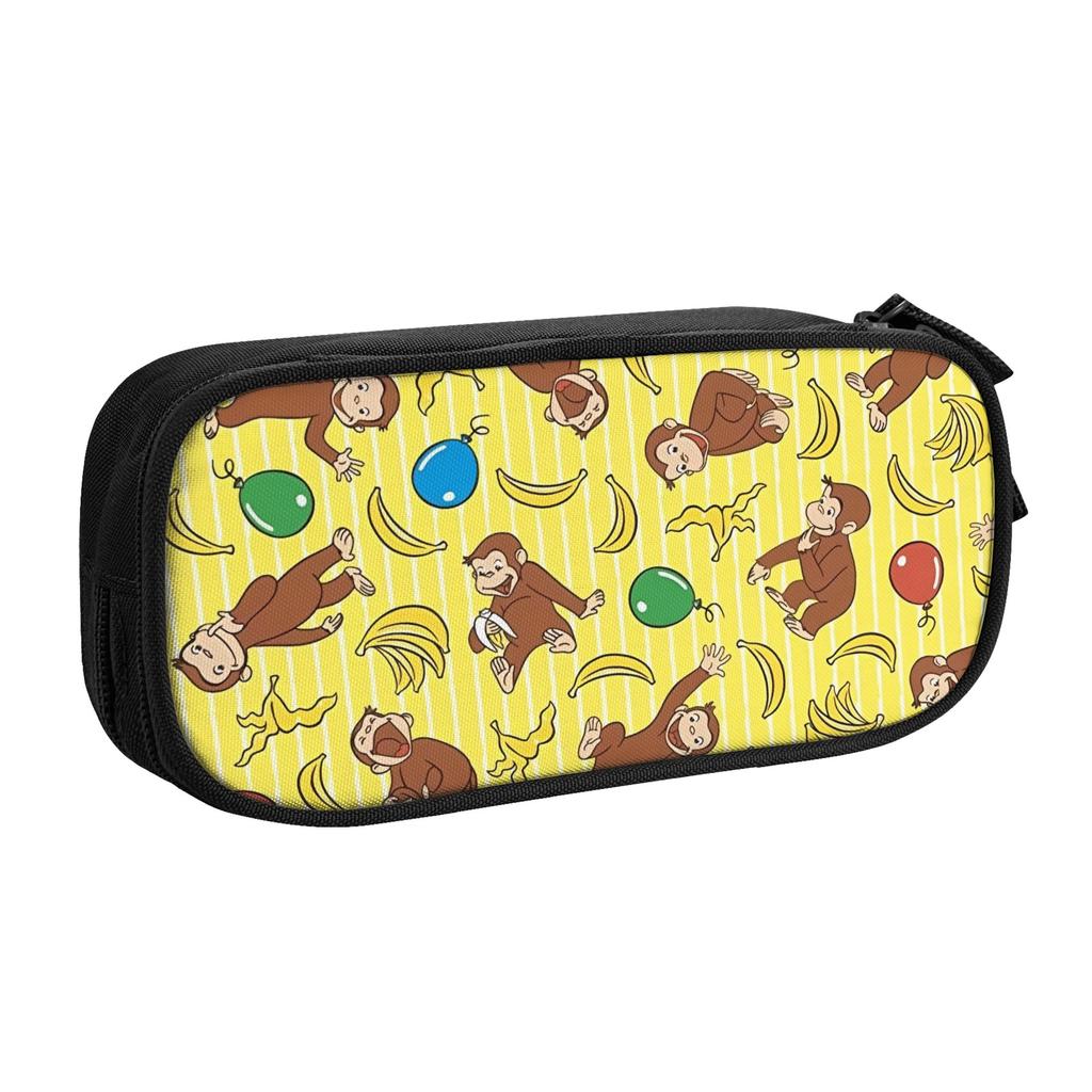 Cartoon Curious George Funny TV Monkey Anime Pencil Cases for Boy Girl Large Capacity Pen Bag Box Stationery