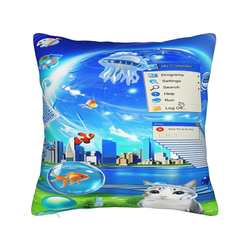 Наволочка с принтом кота в стиле Frutiger Aero Наволочка для стула, дивана, домашнего декора, современные наволочки