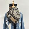 Spot European and American Akz Bohemian Double Button Scarf Wool Jacquard American Denim Style Scarf