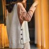Autumn and Winter New Vest Knitted Sweater Women's Round Neck Pullover Korean Version Loose Vest Short Vest Sleeveless Button Coat