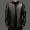Genuine Leather Jacket for Men Middle-aged Sheepskin Casual Jacket Dad Stand Collar Spring Autumn Winter Leather Jacket