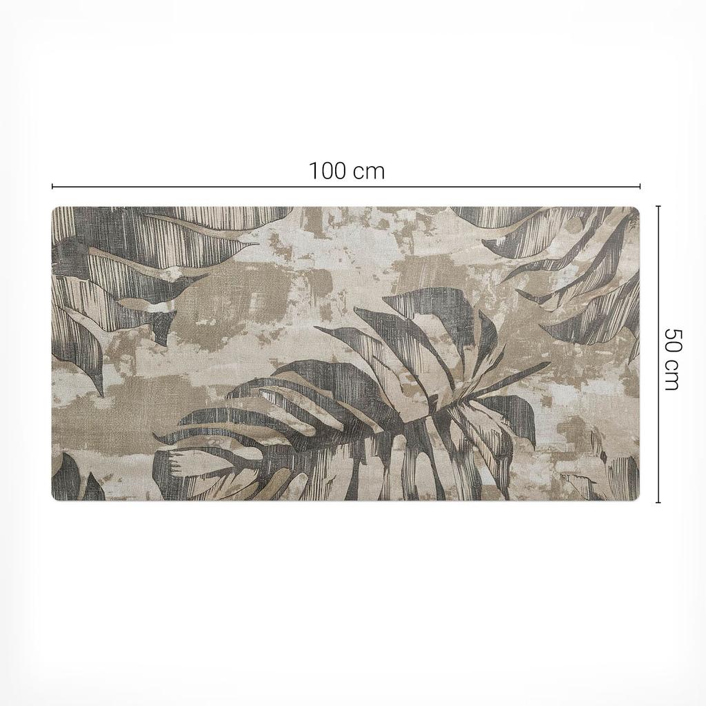 Nowoczesna Ochronna Mata Pod Myszkę Liście Na Tle Abstrakcji 100X50 Cm