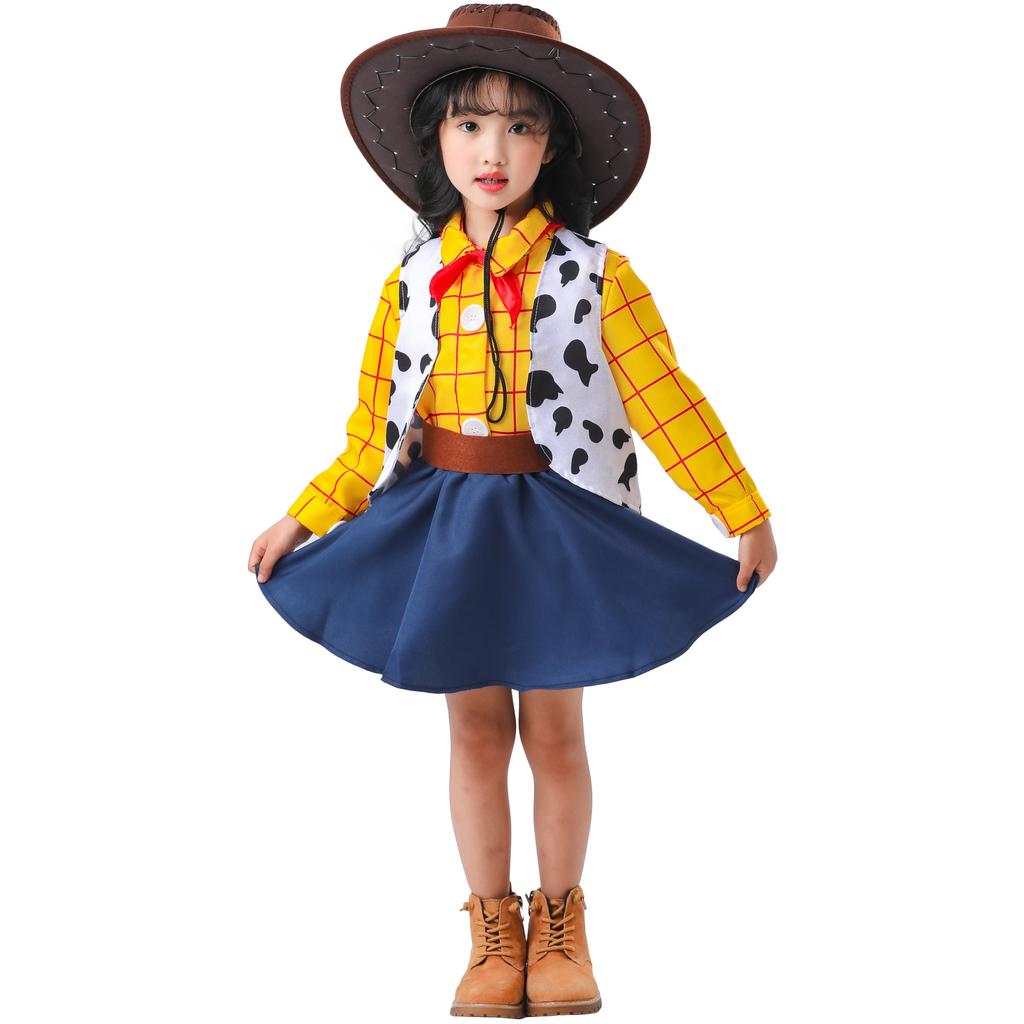 - Children's Denim Clothing, June 1st Children's Day Girls' Toy Story Girls' Woody Cos Clothing Dance Clothing