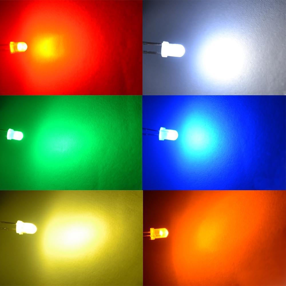100 шт., белый, красный, синий, желтый, зеленый, 3 мм, рассеянный круглый светодиодный комплект, супер яркий свет, излучающий 6000-6500k, диодная лампа