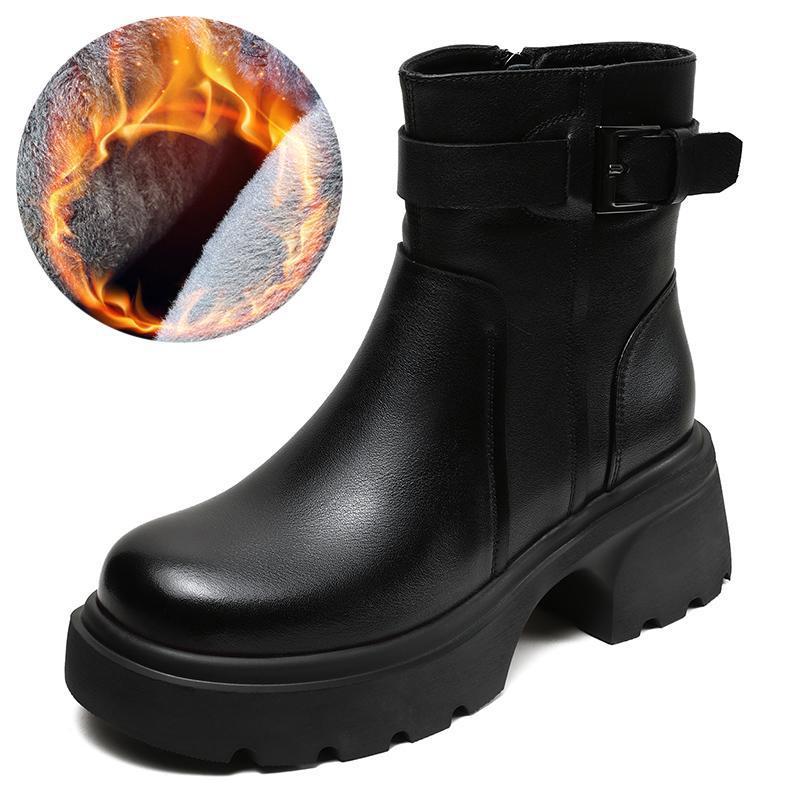 Короткие женские ботинки на осень и зиму с меховой подкладкой, корейские ретро, увеличивающие рост, короткие ботинки для женщин