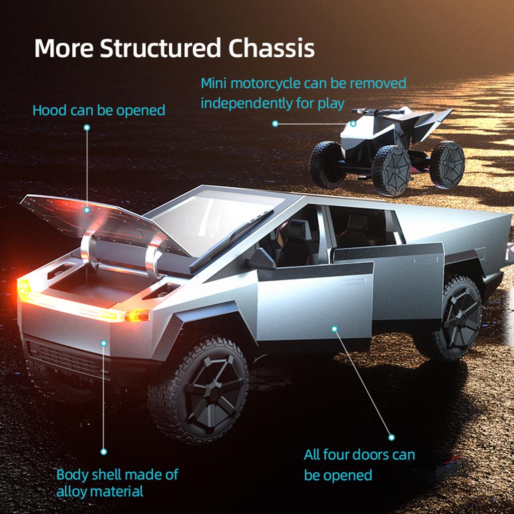 Игрушка Кибертрак, Радиоуправляемый сплавной автомобиль 2,4 ГГц с мотоциклом и светодиодной подсветкой, Модель пикапа