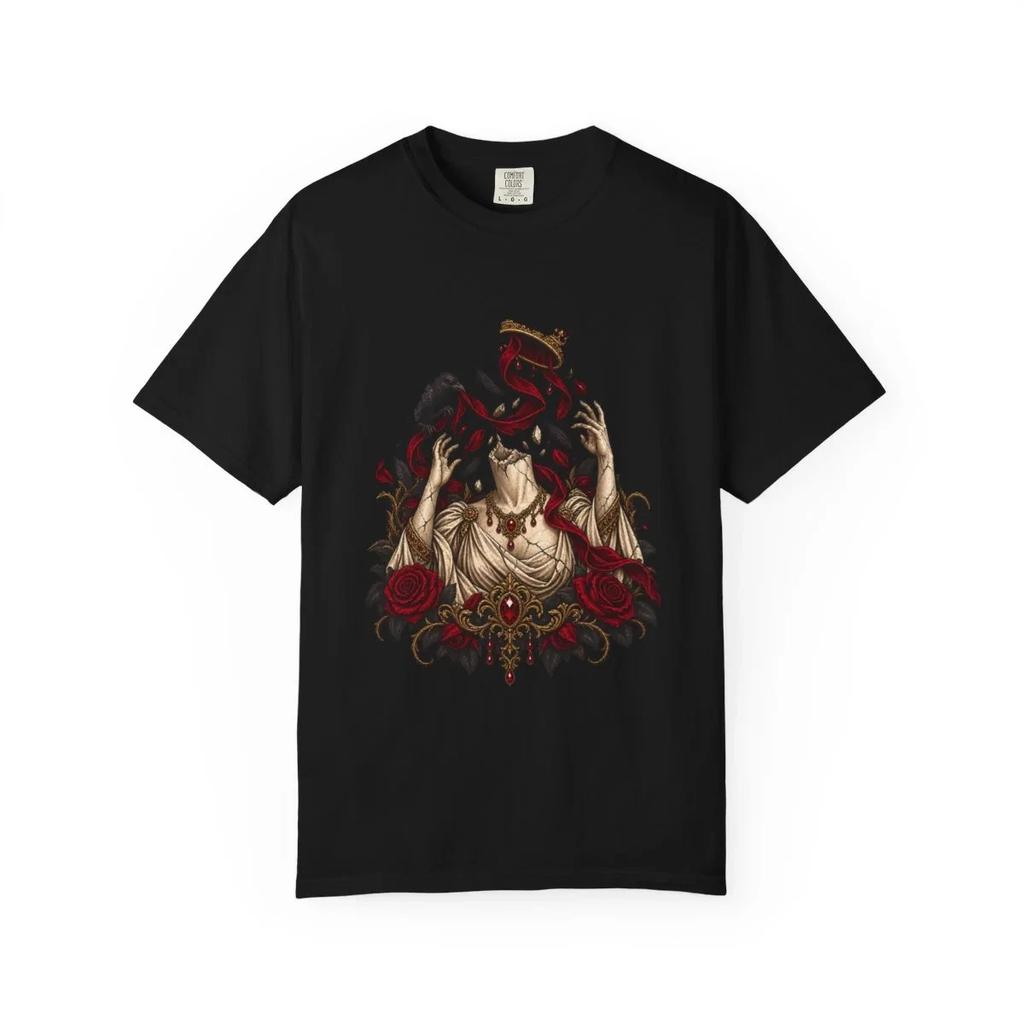 Empty Crown Gothic Art Graphic T-Shirt Black Front Print Comfort Colors 1717