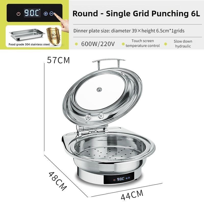 Electric Chafing Dish Adjustable Temp Roll Top Food Warmer Temp Display Catering Buffet Stove Stainless Steel Buffet Servers