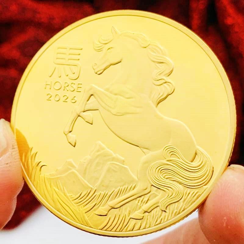 2026 Австралийский зодиак Лошадь, посеребренная, цветная, печатная, памятная медаль, креативное украшение, подставка, монета года по китайскому гороскопу, подарочная монета