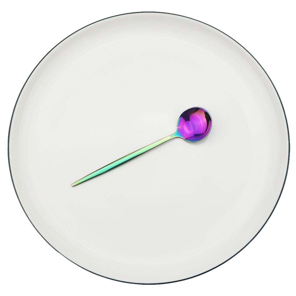 6pcs Mirror Stainless Steel Cutlery Set Multicolor Dinnerware Spoon Set Dinner Set Coffee Tea Spoon Tableware Home Kitchen Silverware