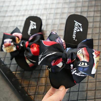 Тапочки женская одежда летние новые модные сандалии пляжные шлепанцы в горошек бант туфли удобные шлепанцы на платформе женские сандалии