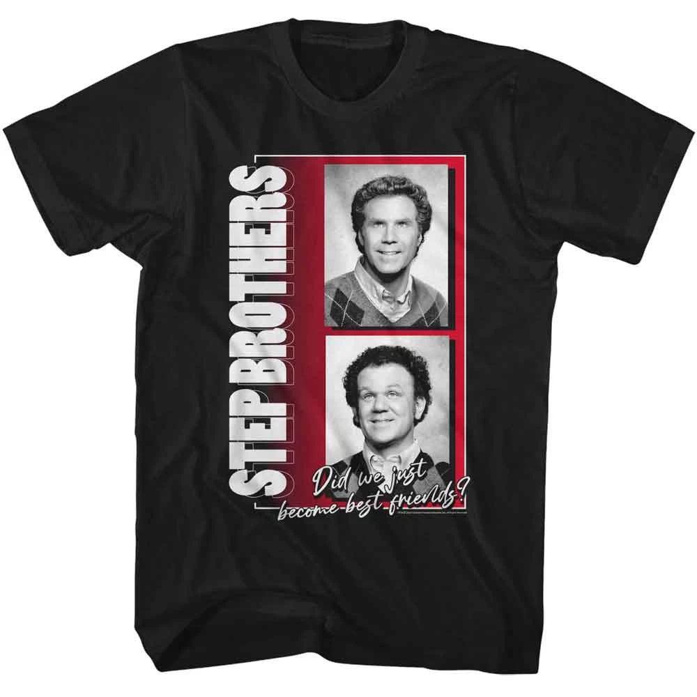 Step Brothers - Black & White Photos - American Classics - Black Front Print Adu