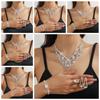 Zircon Necklace Earring Set Elegant Rhinestone Necklace Bridal Jewelry Set  Dress Accessories