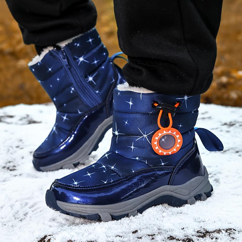Новые детские уличные повседневные модные зимние ботинки на молнии, с плюшевой подкладкой, теплые, удобные, хорошо облегающие, для мальчиков и девочек