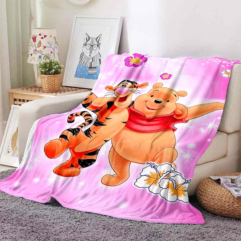 1PC Cartoon Winnie The Pooh Blanket Soft and Warm Flannel Material Suitable for Home Travel Camping RV Child Luxury Gift