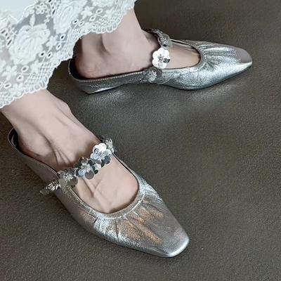 2025 новая летняя мода темперамент квадратный носок сандалии Мюли женские с ремешком на подъеме на танкетке полушлепанцы