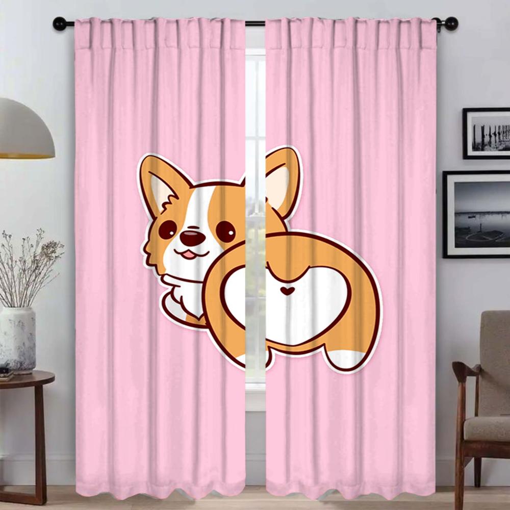 C-Corgi Butt Anti-mosquito Curtains for Living Room Shades Window Curtain Tulle for Bedroom Halloween Decoration Partition Child