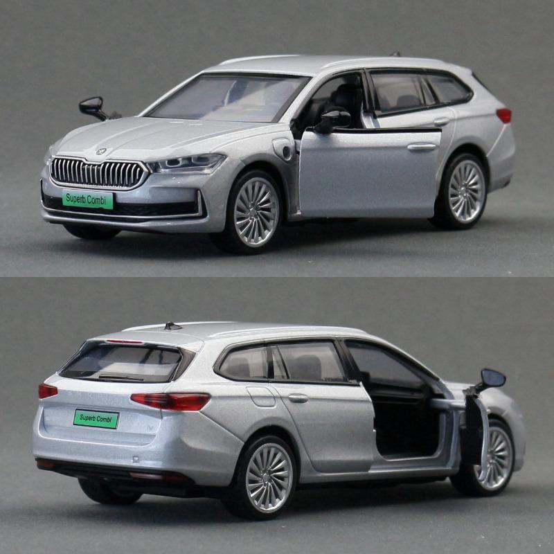 Модель автомобиля Skoda Superb EV литая 1/35 со звуком и светом, детская металлическая игрушка, машинка, подарок, коллекция, миниатюрная машина
