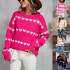 Women's Casual Fashion Round Neck Heart Sweater Knitted Bottoming Shirt