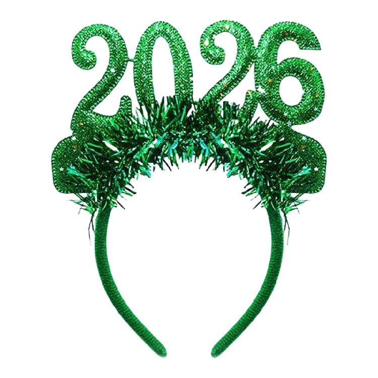 2026 Тканевый аксессуар для волос с тематическим дизайном Практичные повязки на голову Сверкающий цифровой дизайн Для мероприятия отсчета времени Семейных встреч