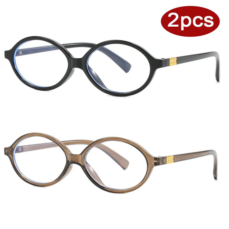 2Pcs Fashion Small Oval Clear Lens Glasses Frames Women Anti Blue Light Glasses Frame Computer Optical Lenses Eyeglasses