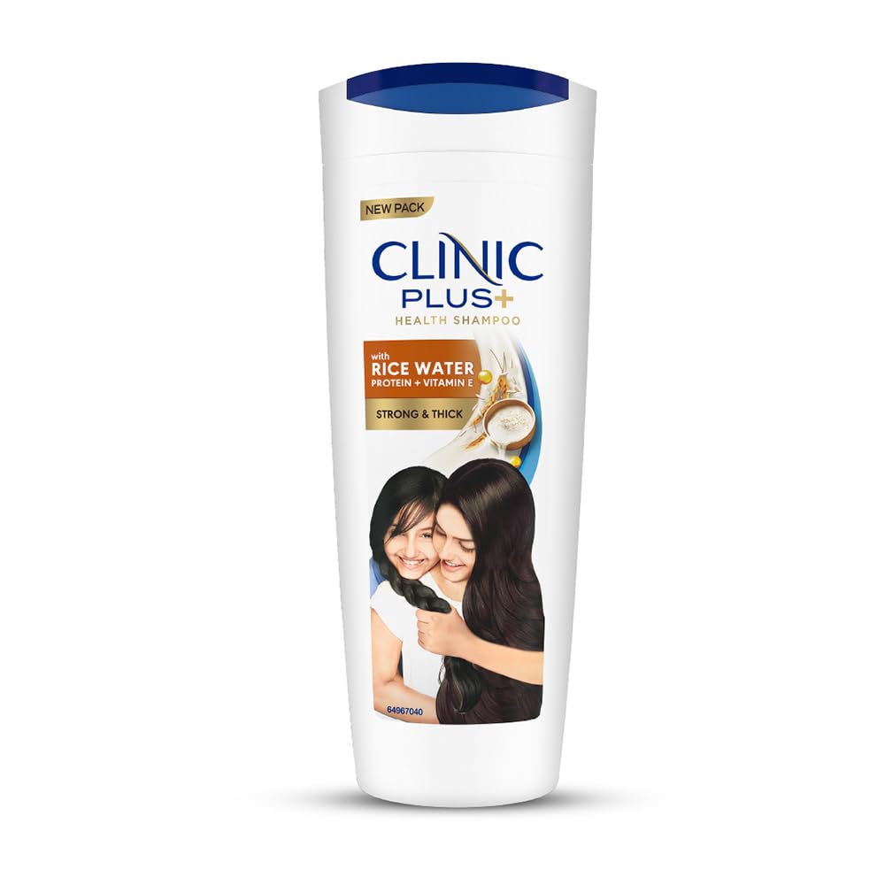 Шампунь Clinic Plus Сильные и Густые волосы с Рисовой Водой, Протеином + Витамином E для Укрепления Волос, Уменьшения Ломкости и Придания Густоты, 355 мл.