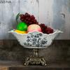 Творческий дом Фруктовая тарелка с высокой ножкой Гостиный столик Тарелка для закусок и конфет Поднос для хранения сухофруктов Американская керамическая посуда