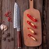 7-дюймовый нож Santoku из дамасской стали VG10, японский кухонный нож, кухонные принадлежности, деревянная ручка Pakka