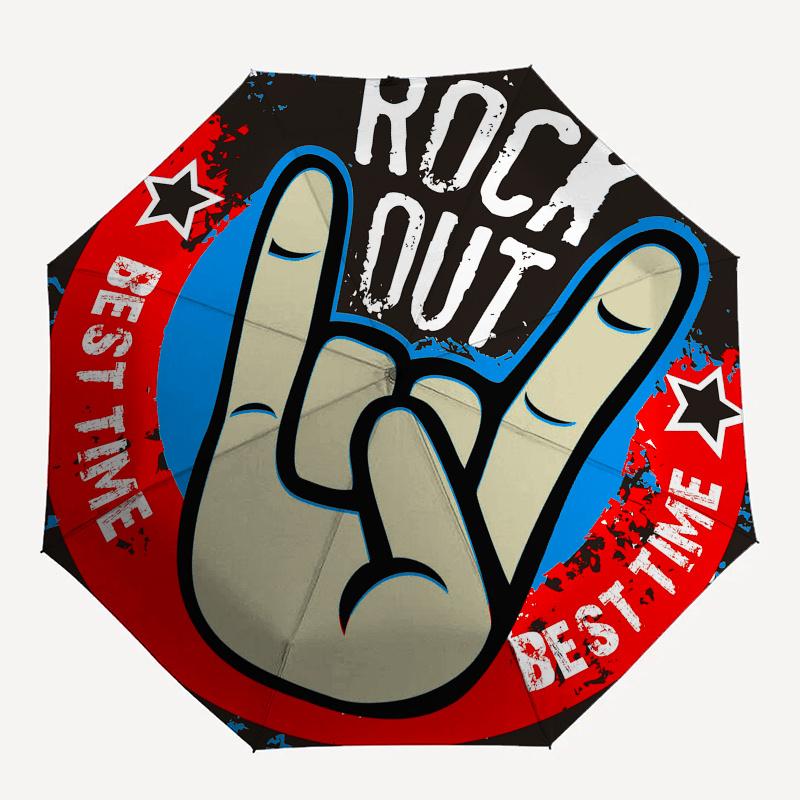 rock out, best time themed, Eight ribbed, Self folding umbrella Is Suitable for Everyday Outdoor Use and Is An Ideal Gift for Friends and Fa
