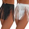 Women Sexy Beach Skirt High Waist Tassels Skirt Summer Solid Color Fringe