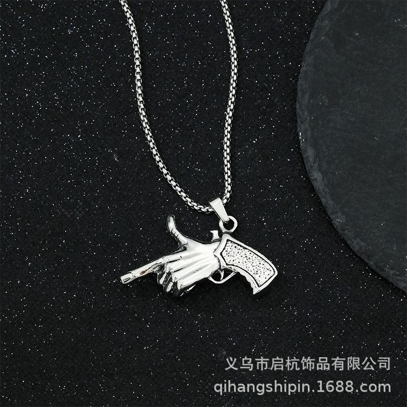 Ожерелье-пистолет на палец Модное Универсальное Хип-хоп Мужское Длинное Цепочка для свитера Аксессуары