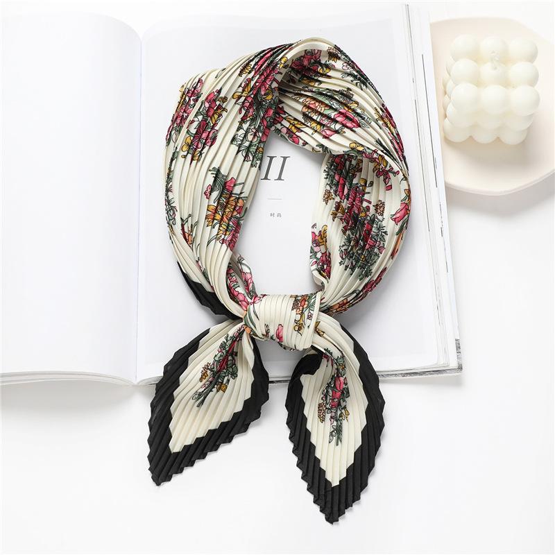 New plaid silk scarf European and American temperament scarf simulation silk spring summer decorative scarf professional silk scarf crumpled square sc