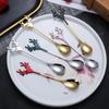 Stainless Steel Deer Head Shape   Stirring Spoon Romantic  Coffee Dessert  Christmas Elk Exquisite Tableware