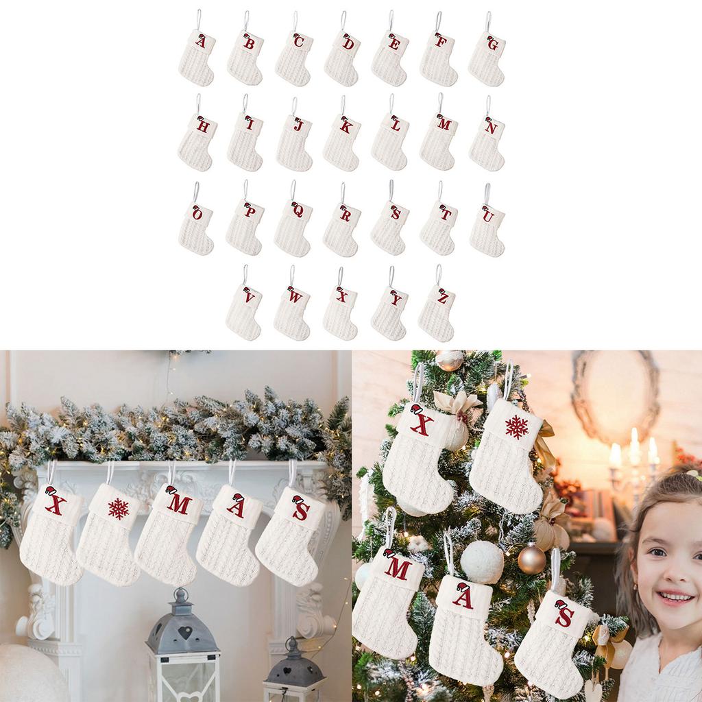 Рождественский чулок, подвесное украшение, вязание, буква, носки Санты, подвеска на рождественскую елку для дома, праздничный декор для камина