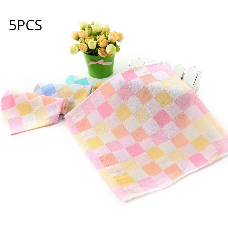 Один набор из 5 хлопковых мягких полотенец для новорожденных, детское полотенце для лица, носовой платок, мочалка для купания, кормления, салфетка для вытирания отрыжки