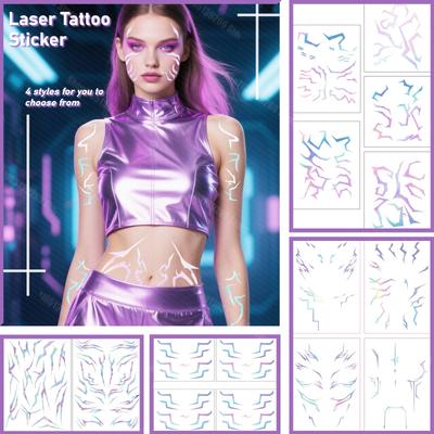 Kpop Hunter Лазерная Тату-наклейка Lumii Временная Тату-наклейка Для Лица и Тела Модная Декорация Подарок на Хэллоуин