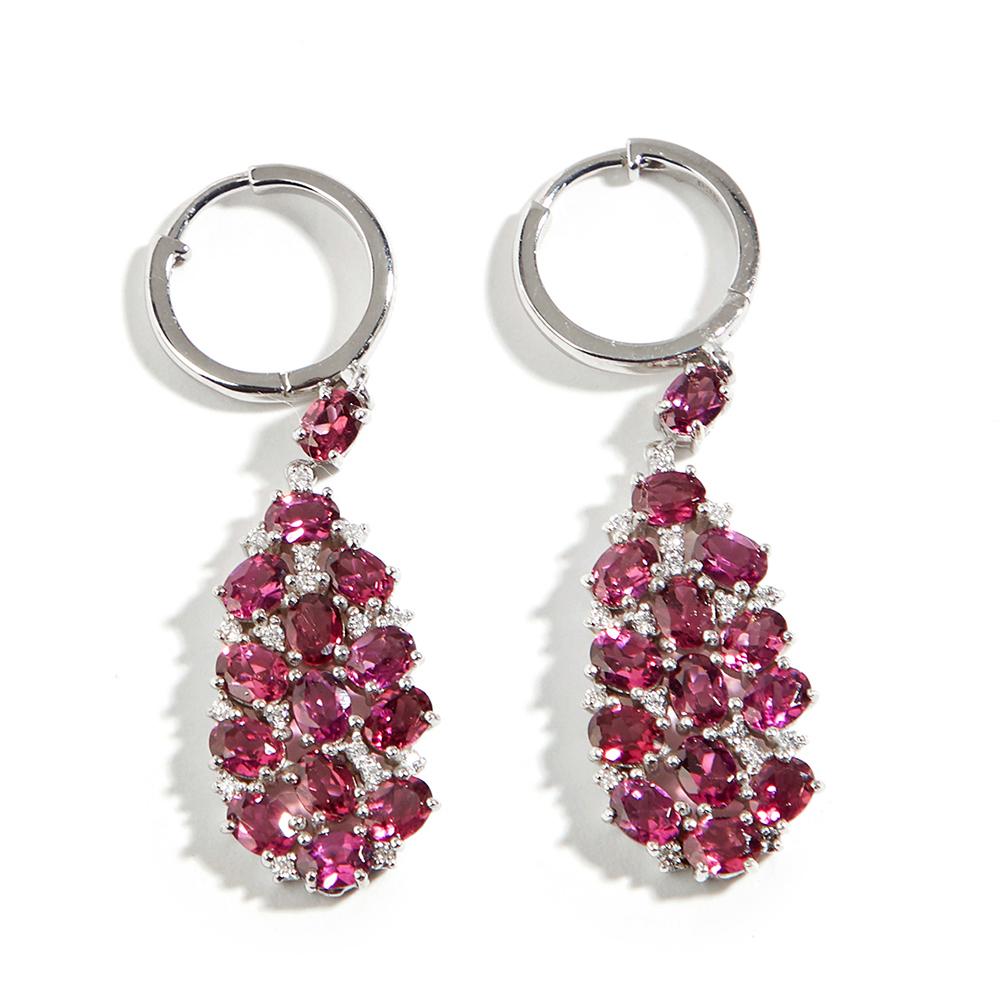 Великолепные дизайнерские длинные висячие серебряные серьги для женщин, натуральные драгоценные камни из родолита, роскошные украшения для свадьбы, романтический подарок