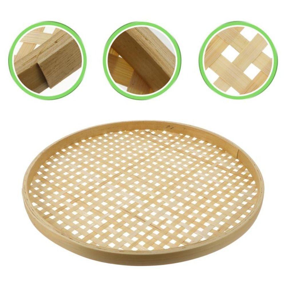 Hole Circular Fruit Fried Food Dim Sum Handicraft Storage Basket Food Tray Bamboo Sieve Dustpan