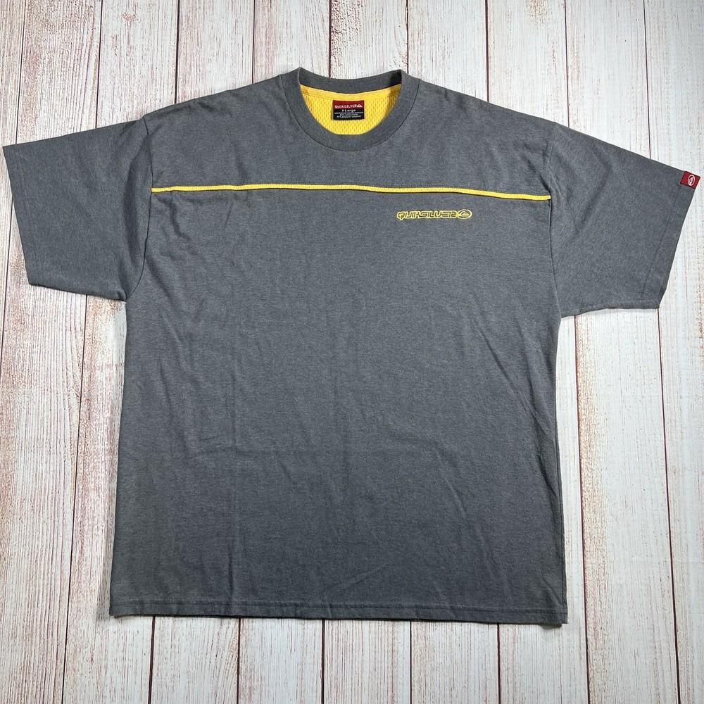 Винтажная футболка Quicksilver в тонкую полоску Y2K, мужская XL, серая, 2000-е, Surf Skate, VTG, унисекс