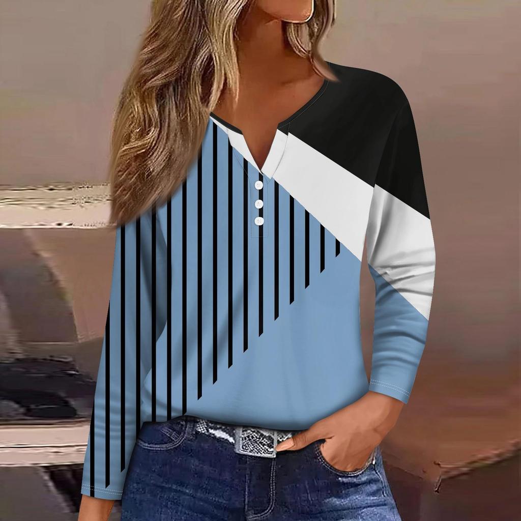 Women's T Shirt Tee Button Floral Print Long Sleeve Daily Weekend Fashion Basic V-Neck Regular Top