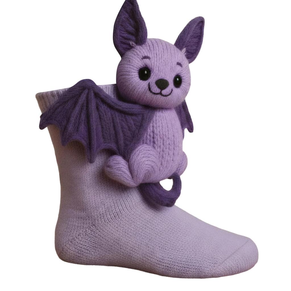 1 Pair Cute Christmas Socks Crochet Animal Socks Breathable 3D Knit Warm Socks Moisture Wicking Double-Layer Cotton Socks Gifts