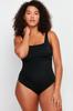 Women's New Season Plus Size Swimsuit Black Square Collar Swimsuit with Lifting Effect