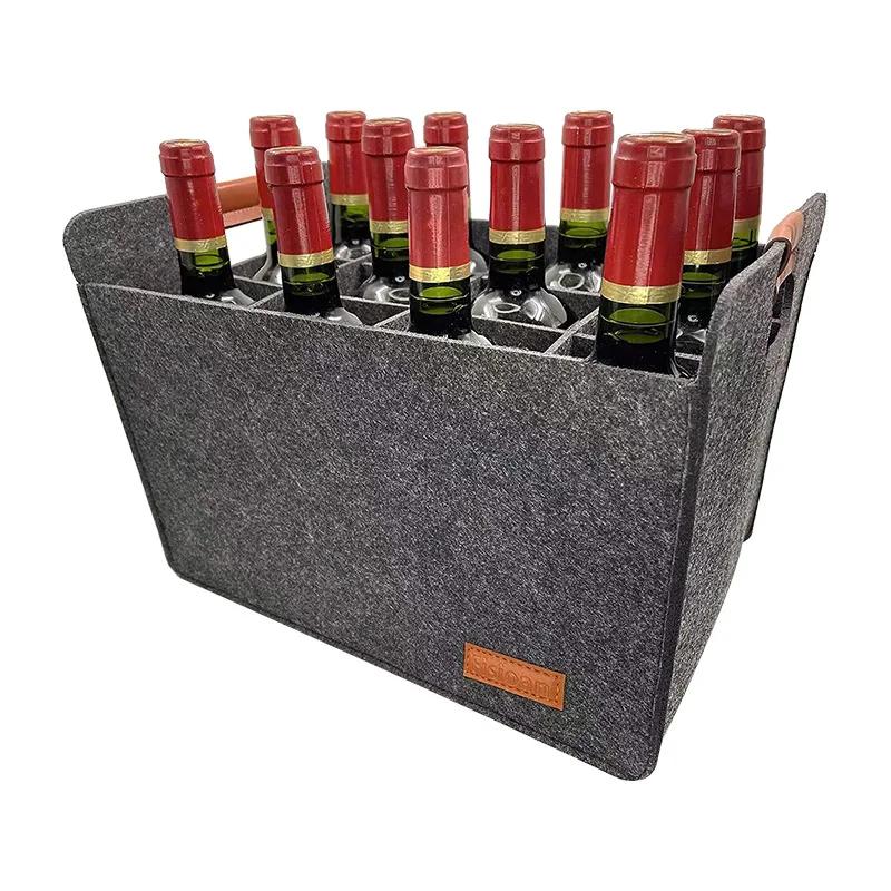 Складная сумка для 12 бутылок вина 37X32X27СМ Портативный съемный держатель для жидкости Защита для свадьбы Кемпинг Пикник Подарок