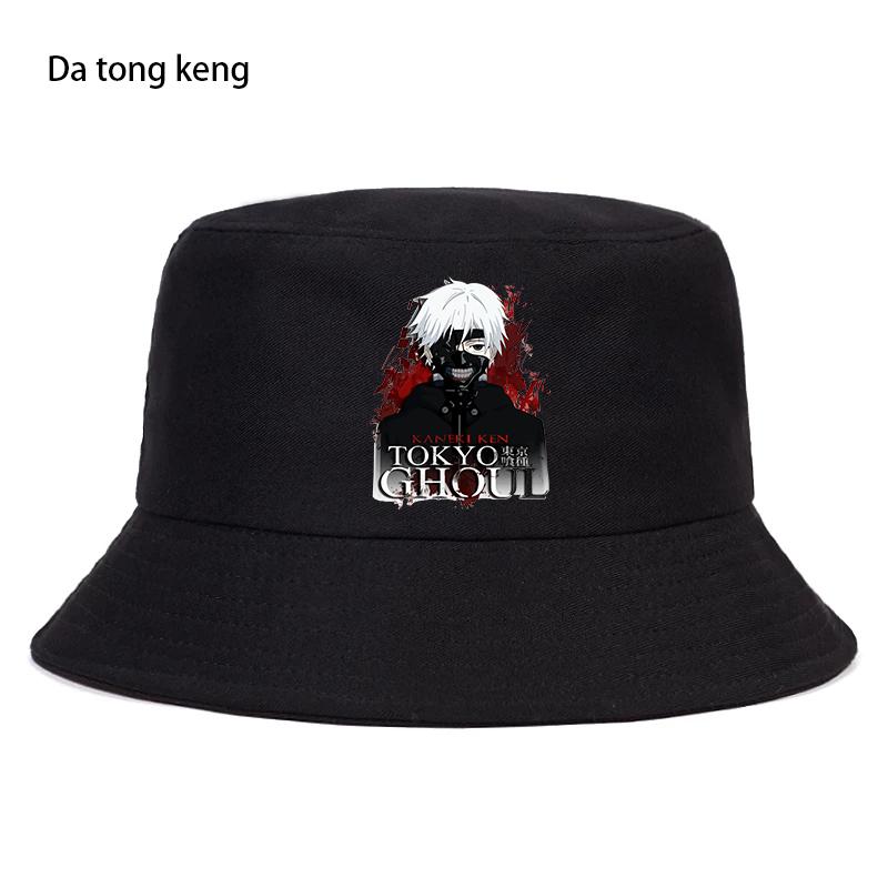 Токийский Гуль Япония Аниме Забавная Кепка-ведро Повседневная Забавная Шляпа от Солнца Harajuku Хлопковая Панама Унисекс Открытый Солнцезащитный Крем Рыбацкая Шляпа