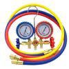 R134a Air Conditioning Pressure Gauge with 3 Hose and Hook A/C Manifold Double Gauge Set Freon For R12 R22 R404A R134a